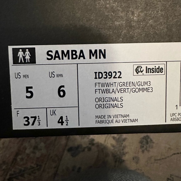 Adidas Samba MN, White/Green/Gum, Size 6, NIB - Picture 10 of 10